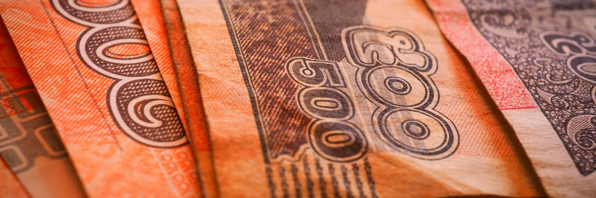 Thai baht banknotes, up close
